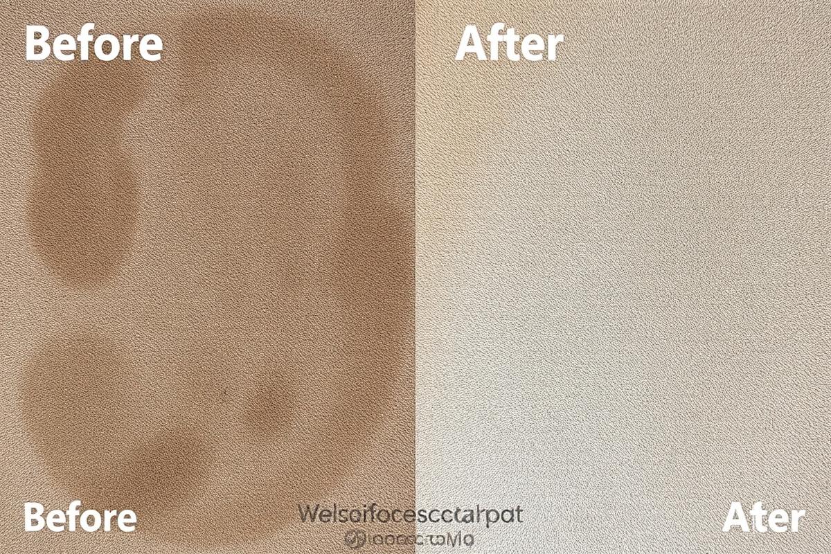 Before and after carpet cleaning result