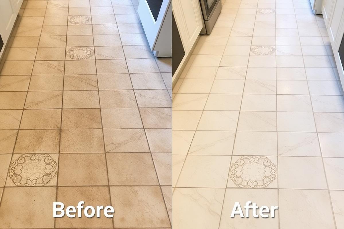 Before and after carpet cleaning result